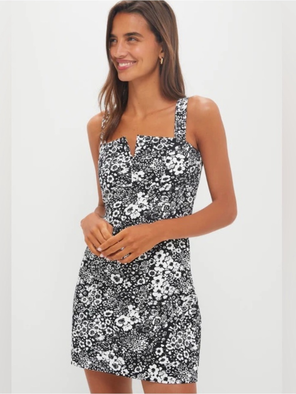 Tuckernuck Hyacinth House Black & White Denim Floral Gaia Mini Dress Large